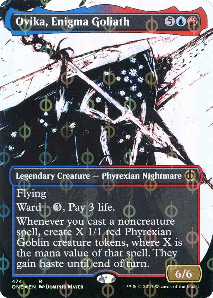 Ovika, Enigma Goliath (Borderless Ichor Step-and-Compleat Foil) [Phyrexia: All Will Be One] | D20 Games