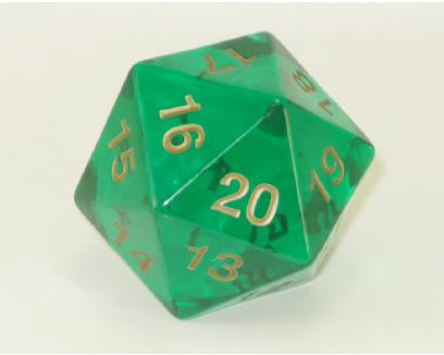 Transparent: 55mm D20 Countdown Emerald/Gold