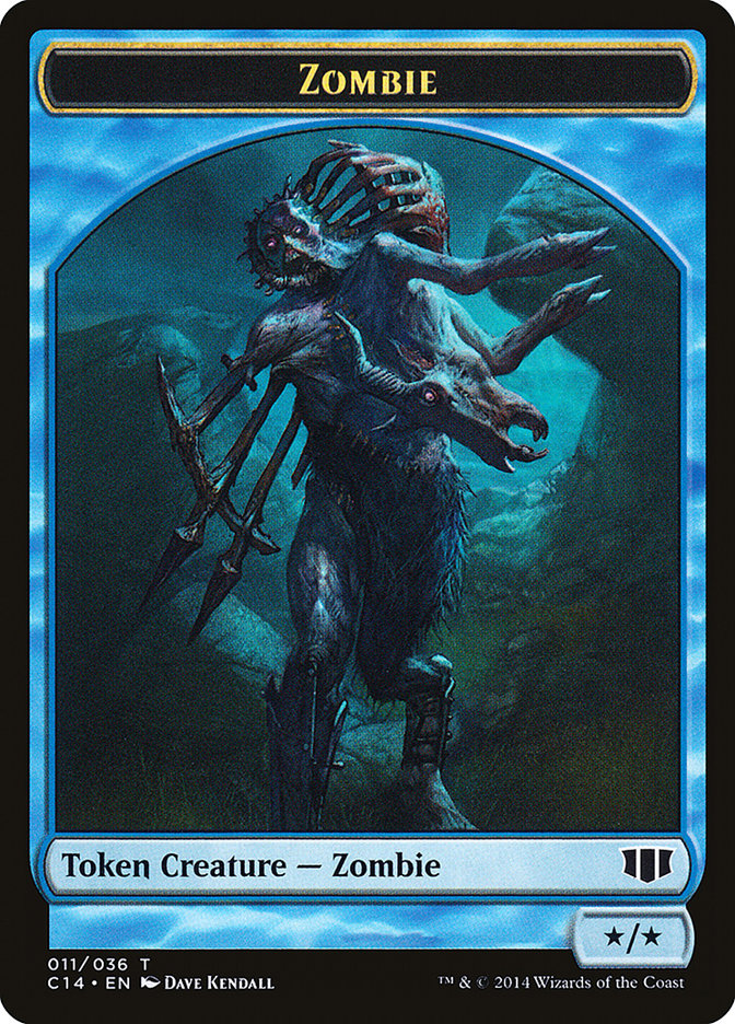 Whale // Zombie (011/036) Double-sided Token [Commander 2014 Tokens] | D20 Games