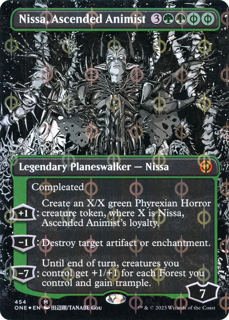 Nissa, Ascended Animist (Borderless Manga Step-and-Compleat Foil) [Phyrexia: All Will Be One] | D20 Games