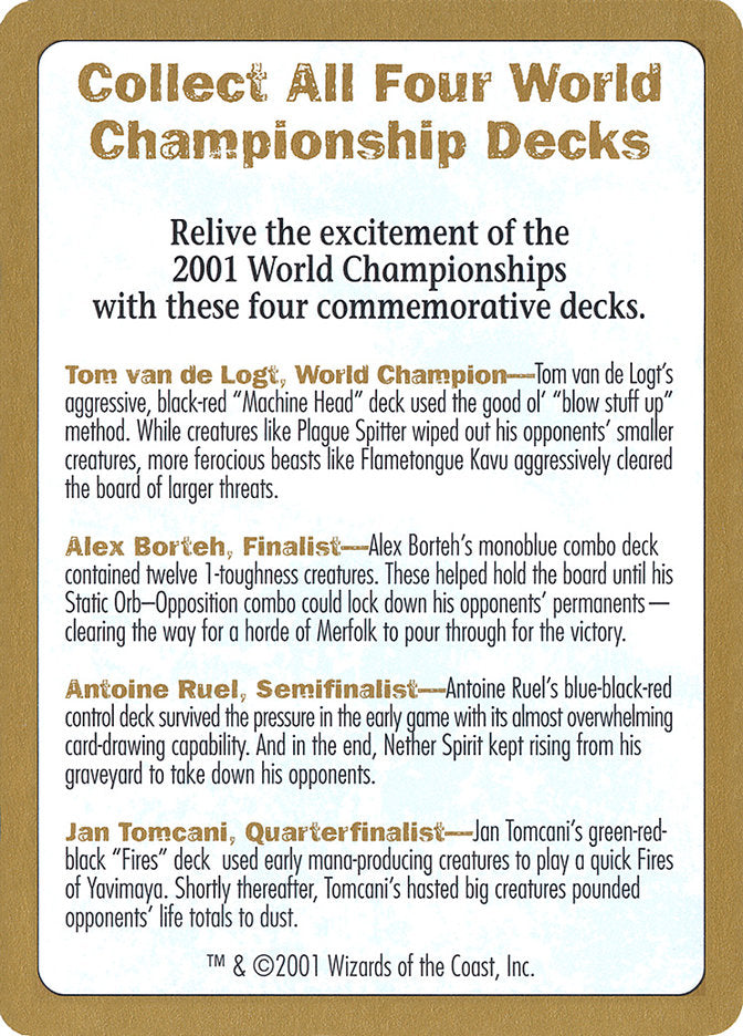 2001 World Championships Ad [World Championship Decks 2001] | D20 Games