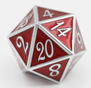 D20 Silver with Ruby - 35mm Extra Large Metal Dice Foam Brain Games
