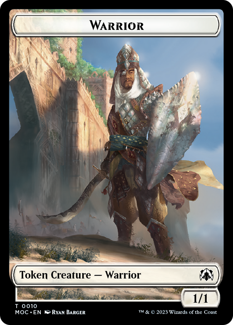 Warrior // Elspeth, Sun's Champion Emblem Double-Sided Token [March of the Machine Commander Tokens] | D20 Games