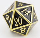 D20 Gold with Onyx - 35mm Extra Large Metal Dice Foam Brain Games