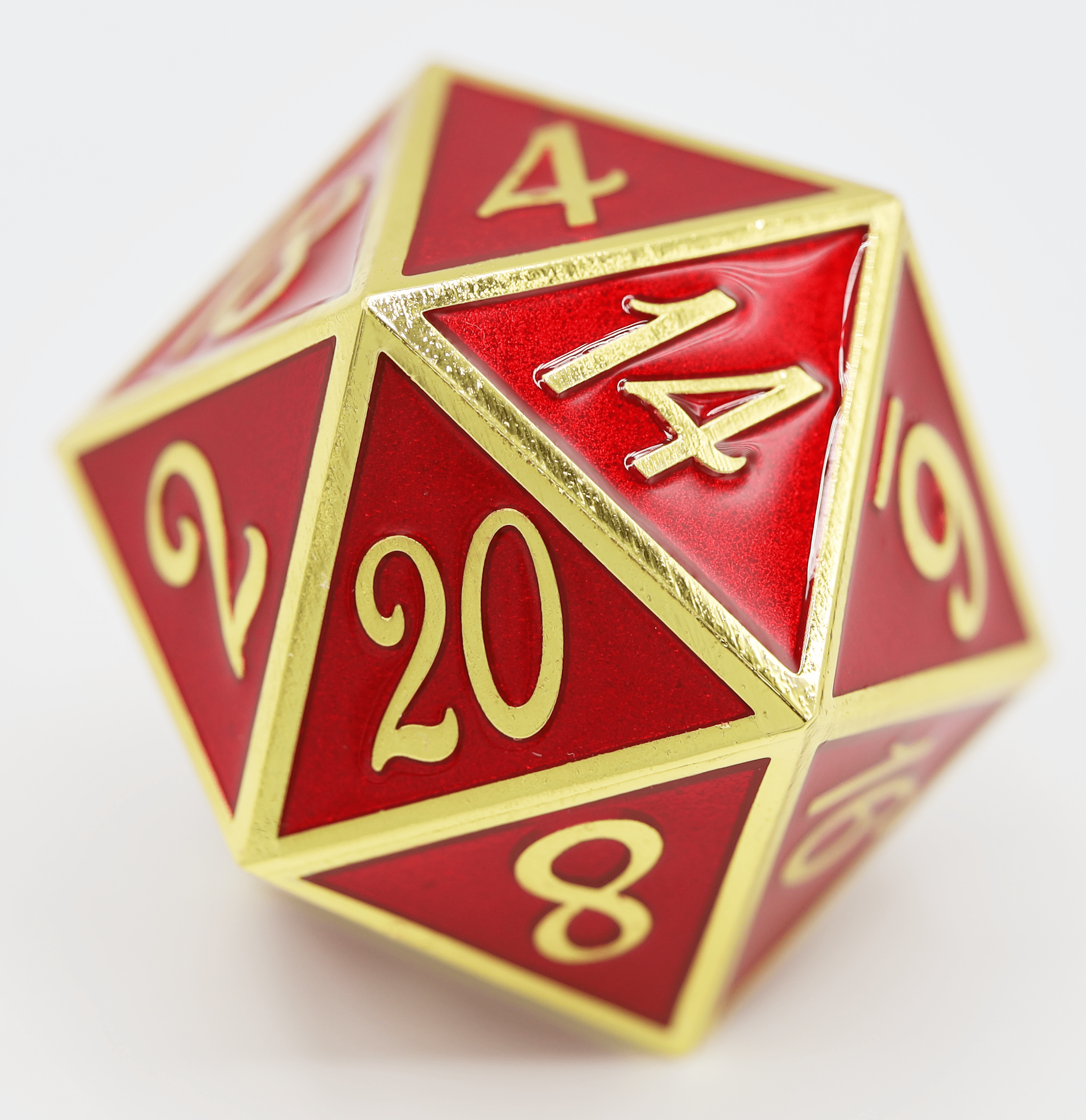 D20 Gold with Ruby - 35mm Extra Large Metal Dice Foam Brain Games | D20 Games