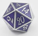 D20 Silver with Amethyst - 35mm Extra Large Metal Dice Foam Brain Games