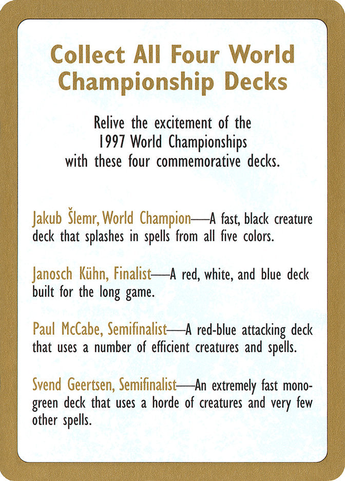 1997 World Championships Ad [World Championship Decks 1997] | D20 Games