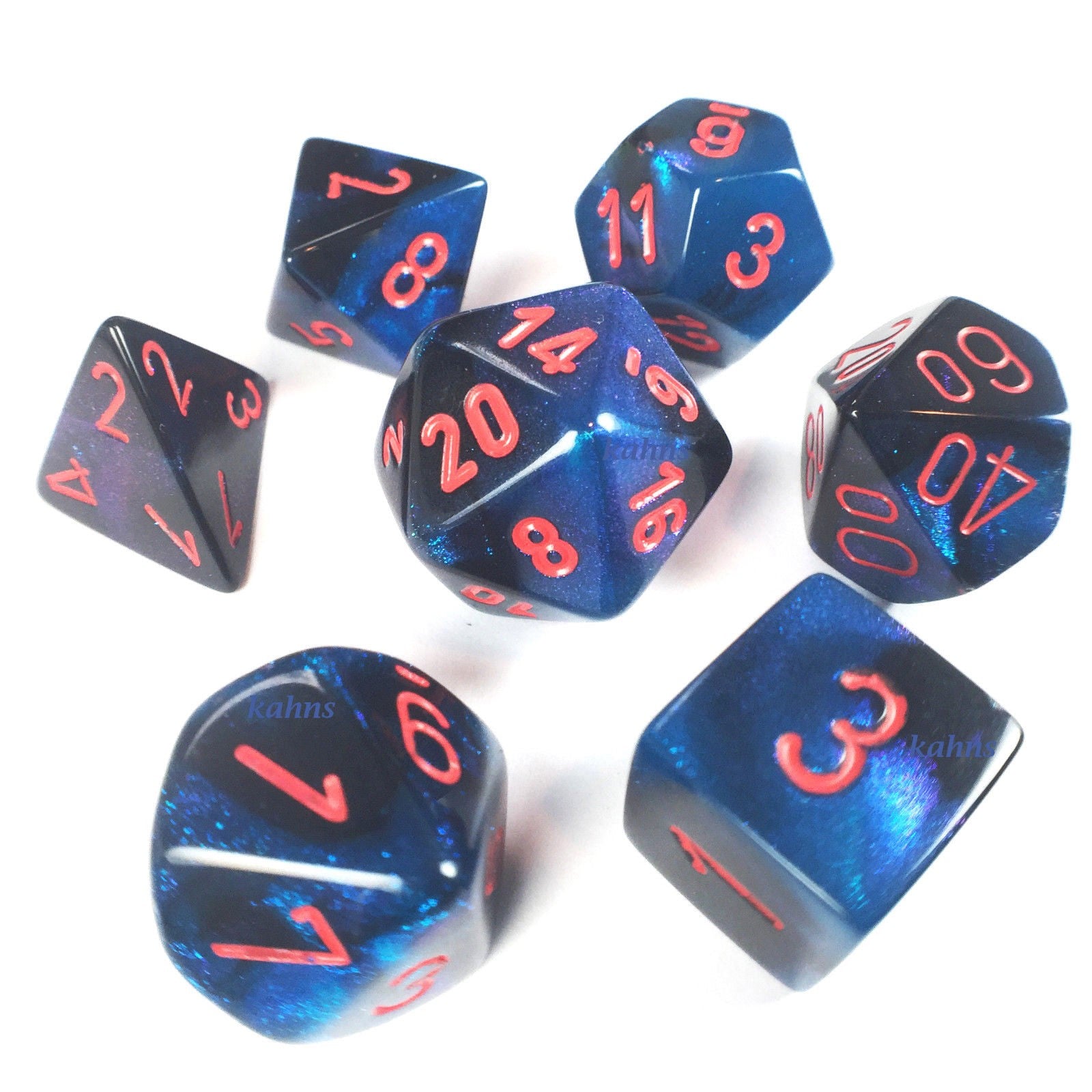 Gemini 7: Poly Black Starlight/Red (7) | D20 Games