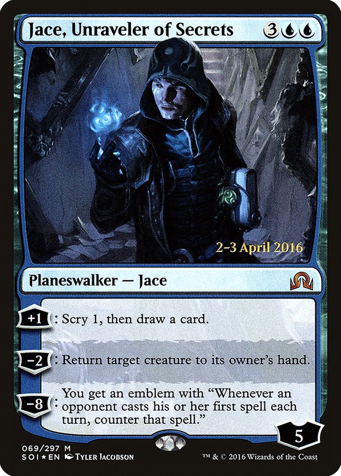 Jace, Unraveler of Secrets [Shadows over Innistrad Prerelease Promos] | D20 Games