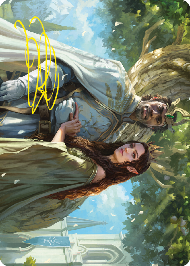 Aragorn and Arwen, Wed Art Card (Gold-Stamped Signature) [The Lord of the Rings: Tales of Middle-earth Art Series] | D20 Games