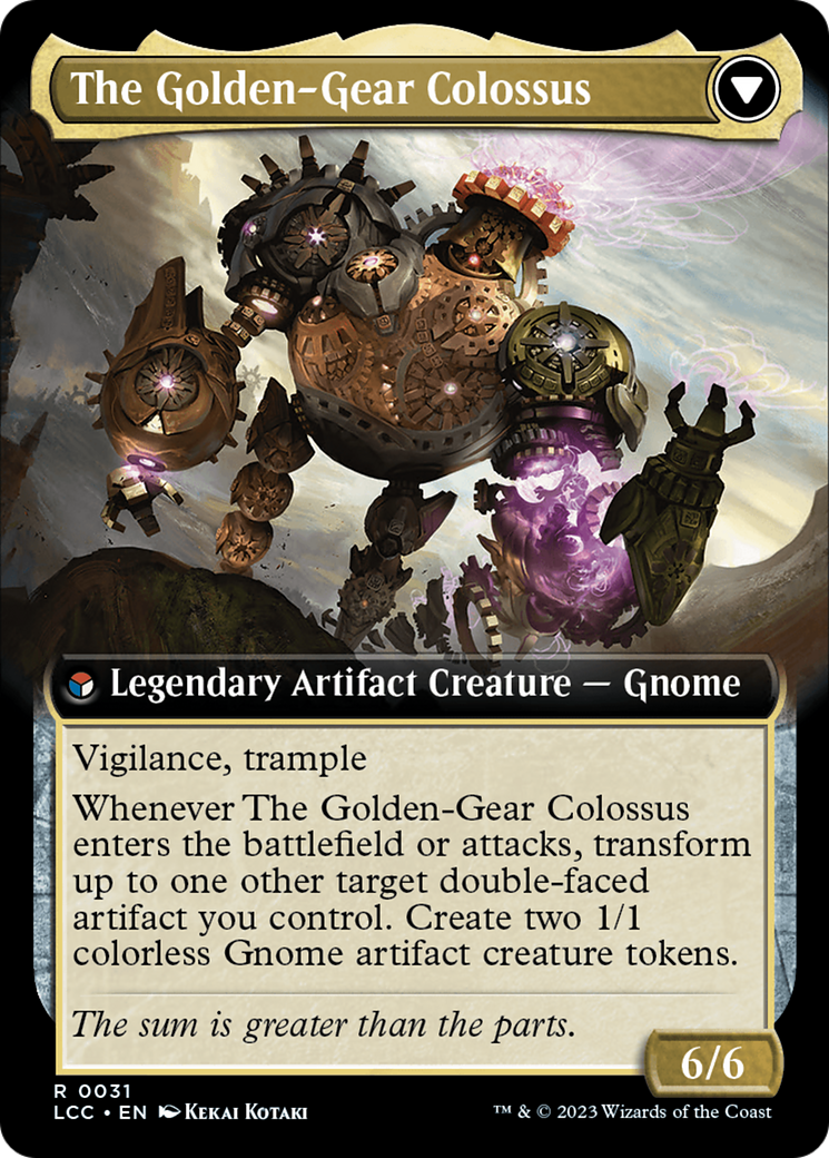 Tetzin, Gnome Champion // The Golden-Gear Colossus (Extended Art) [The Lost Caverns of Ixalan Commander] | D20 Games