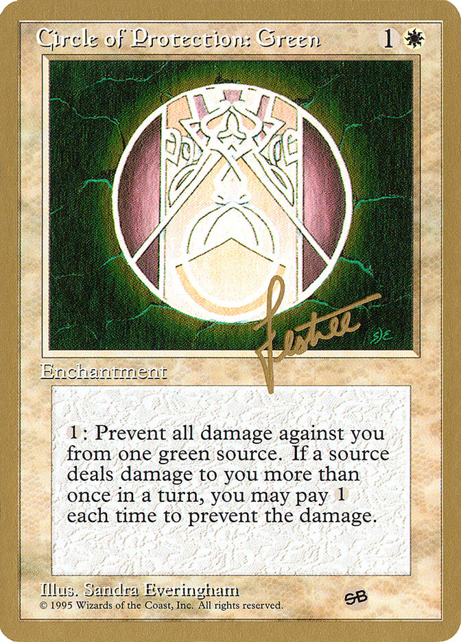 Circle of Protection: Green (Bertrand Lestree) (SB) (4ED) [Pro Tour Collector Set] | D20 Games