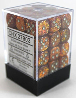 Chessex - Glitter Gold + Silver 12mm D6 Dice Block | D20 Games