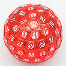 45mm Metal D100 - Red with White Font Metal Dice Foam Brain Games