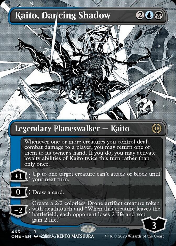 Kaito, Dancing Shadow (Borderless Manga Step-and-Compleat Foil) [Phyrexia: All Will Be One] | D20 Games