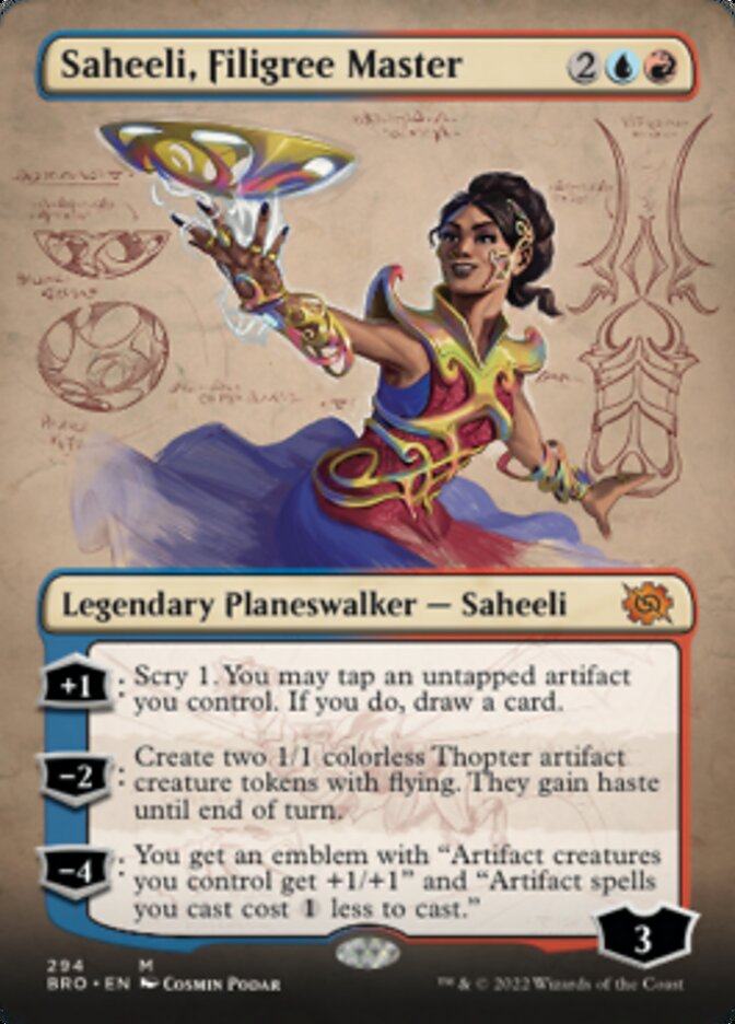 Saheeli, Filigree Master (Borderless Alternate Art) [The Brothers' War] | D20 Games