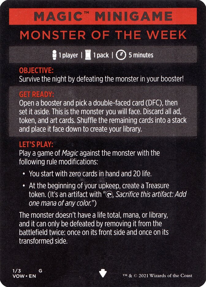 Monster of The Week (Magic Minigame) [Innistrad: Crimson Vow Minigame] | D20 Games