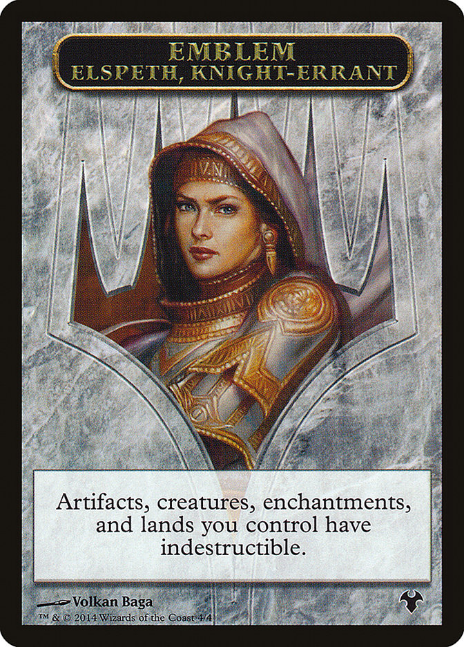 Emblem - Elspeth, Knight-Errant // Soldier Double-Sided Token [Modern Event Deck 2014 Tokens] | D20 Games