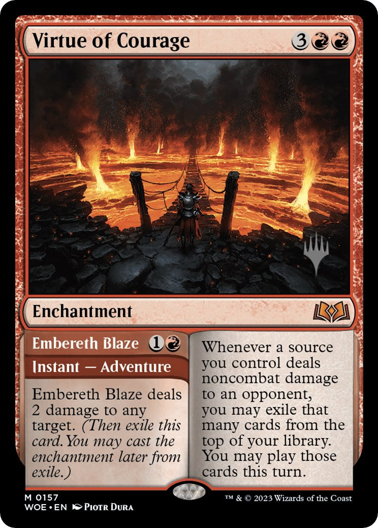 Virtue of Courage //Embereth Blaze (Promo Pack) [Wilds of Eldraine Promos] | D20 Games