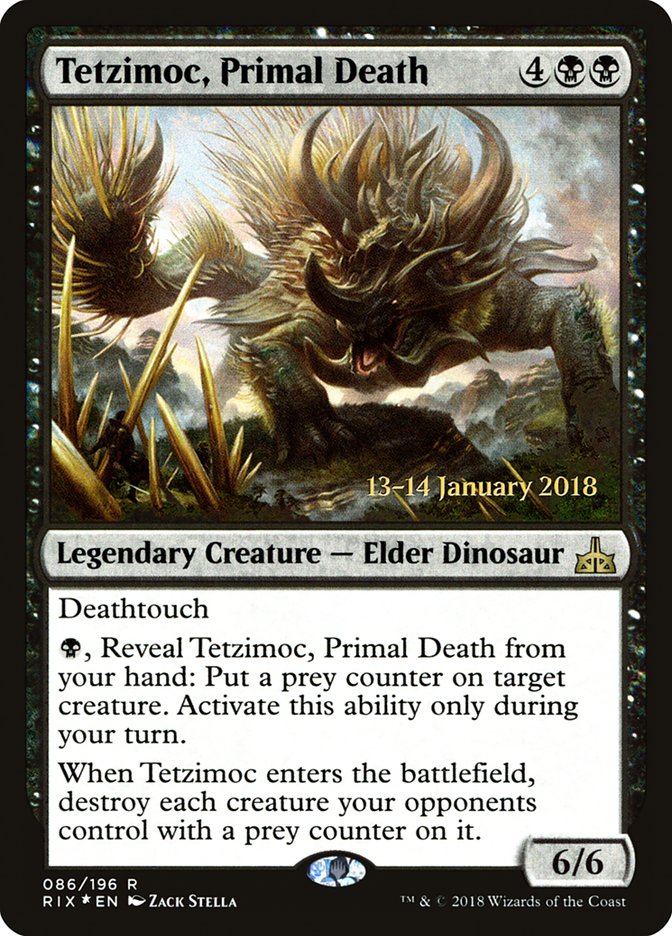 Tetzimoc, Primal Death [Rivals of Ixalan Prerelease Promos] | D20 Games