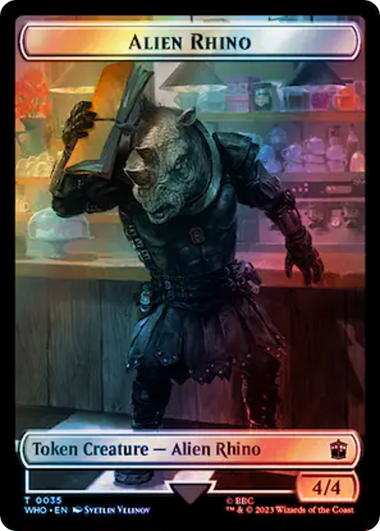 Alien Rhino // Beast Double-Sided Token (Surge Foil) [Doctor Who Tokens] | D20 Games