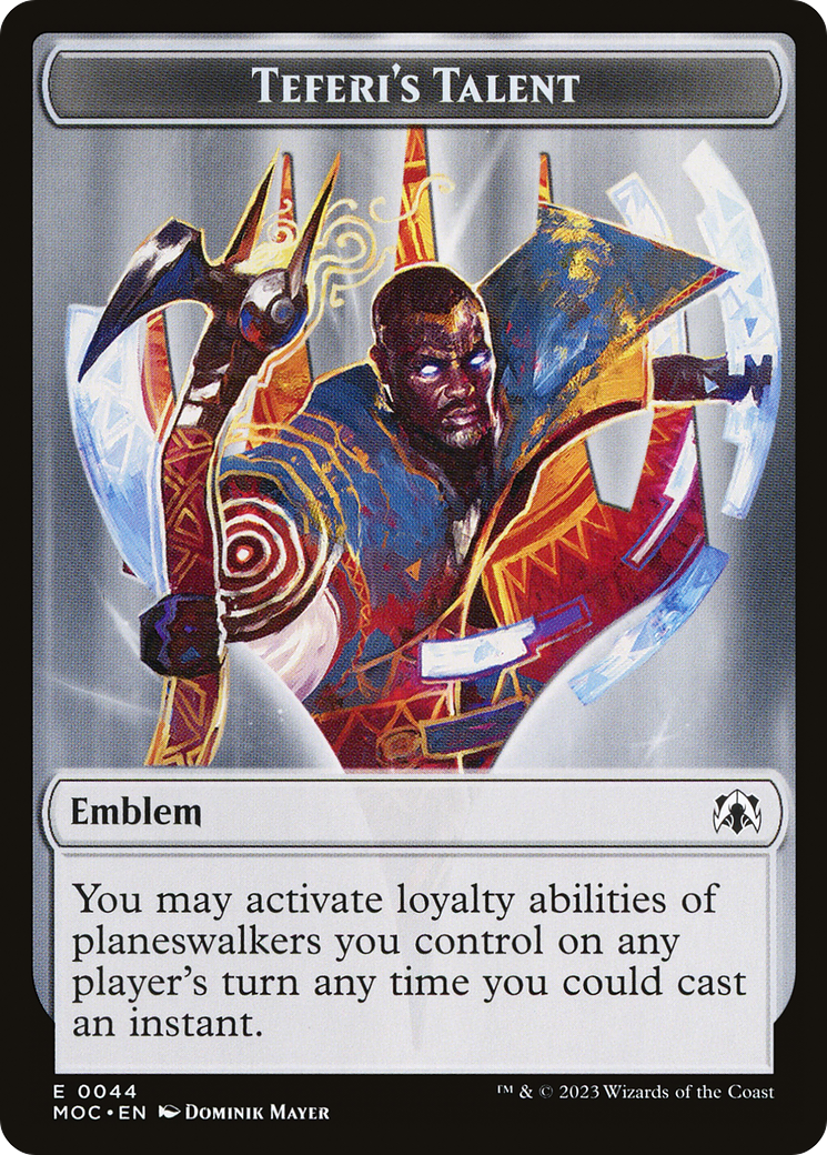 First Mate Ragavan // Teferi's Talent Emblem Double-Sided Token [March of the Machine Commander Tokens] | D20 Games