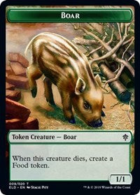 Boar // Food (16) Double-sided Token [Throne of Eldraine Tokens] | D20 Games