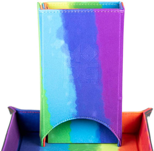 Velvet Fold Up Dice Tower: Watercolour Rainbow | D20 Games