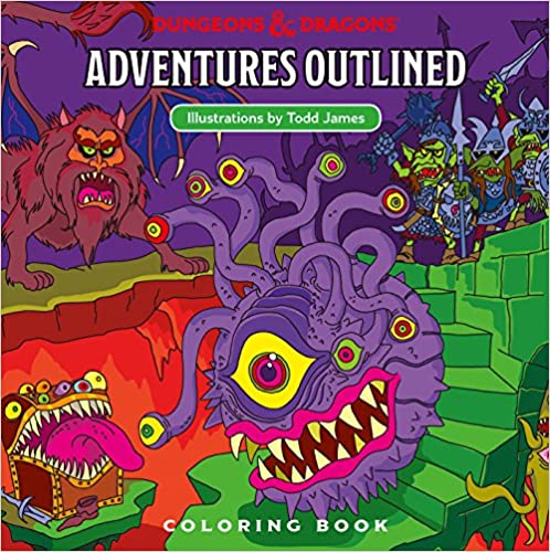 Dungeons and Dragons Adventures Outlined Coloring Book | D20 Games