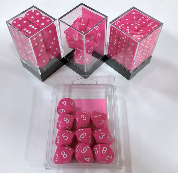 Opaque: 16mm D6 Pink/ White (12) | D20 Games