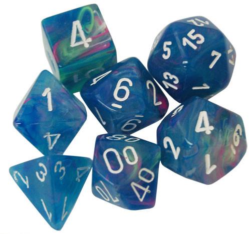 Dice Menagerie 10: Poly Festive Waterlily/White (7) | D20 Games