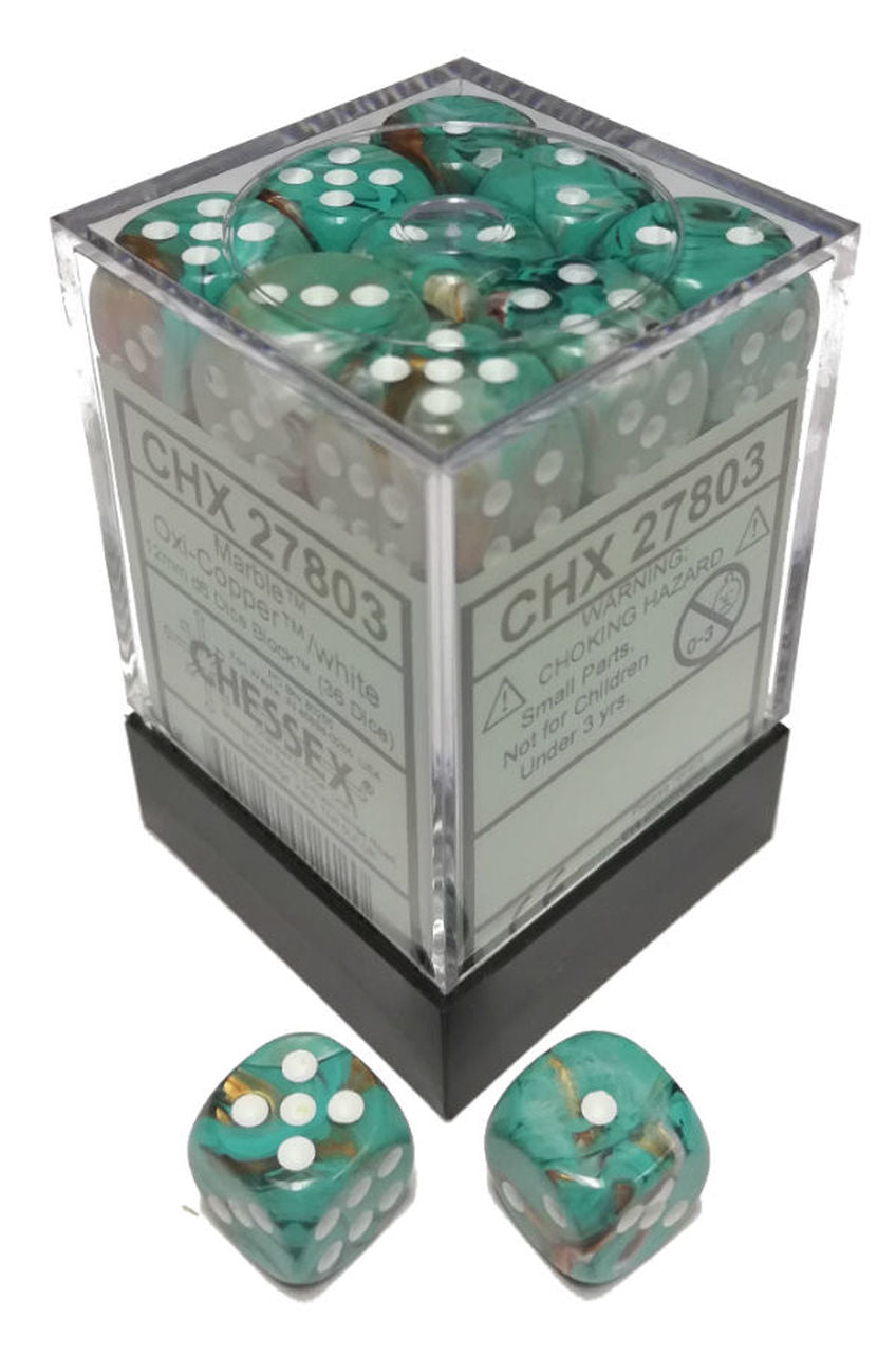 Dice Menagerie 10: 12mm D6 Marble Oxi Copper (36) 27803 | D20 Games