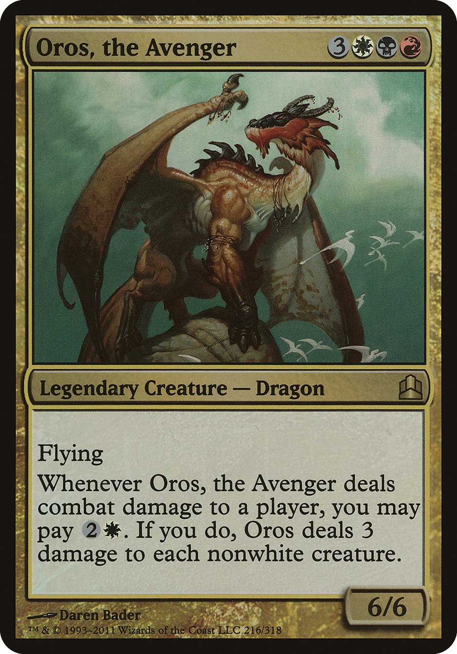 Oros, the Avenger (Oversized) [Commander 2011 Oversized] | D20 Games