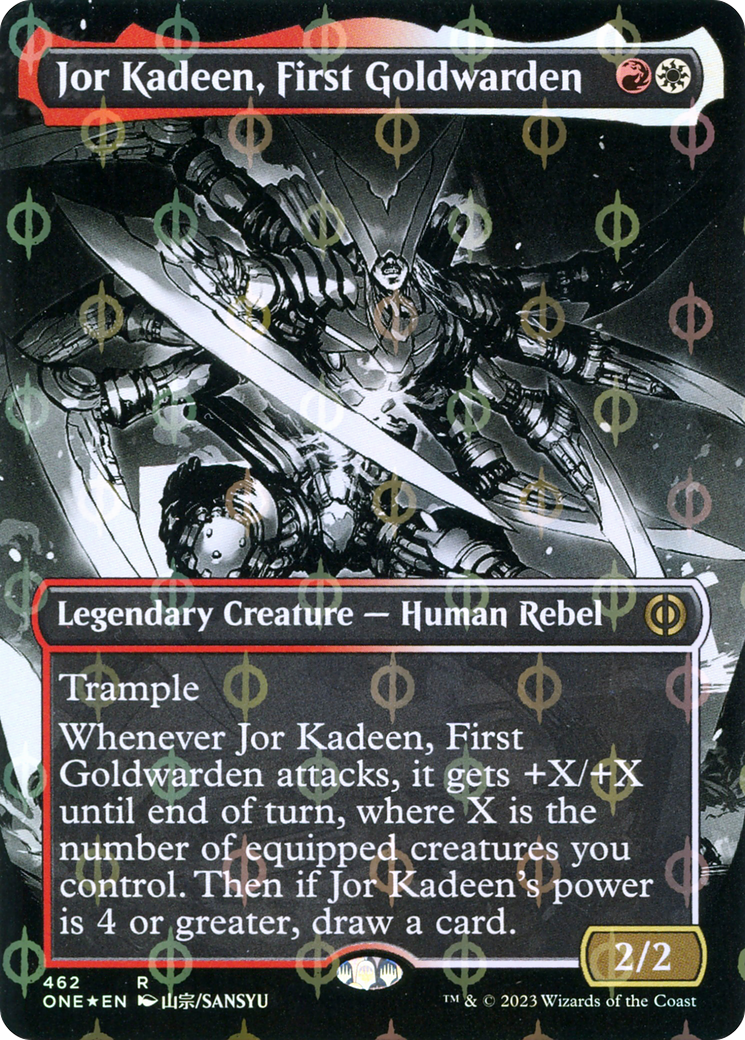 Jor Kadeen, First Goldwarden (Borderless Manga Step-and-Compleat Foil) [Phyrexia: All Will Be One] | D20 Games