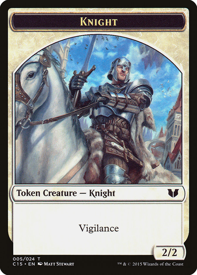 Gold // Knight (005) Double-Sided Token [Commander 2015 Tokens] | D20 Games