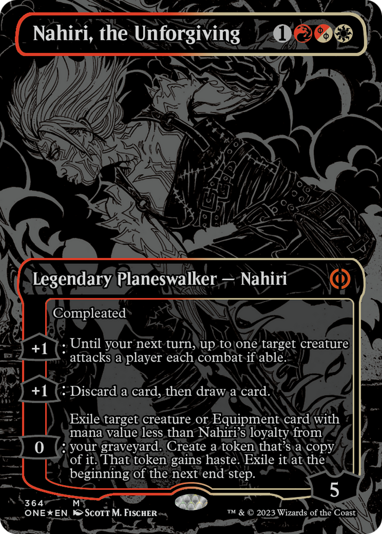 Nahiri, the Unforgiving (Oil Slick Raised Foil) [Phyrexia: All Will Be One] | D20 Games