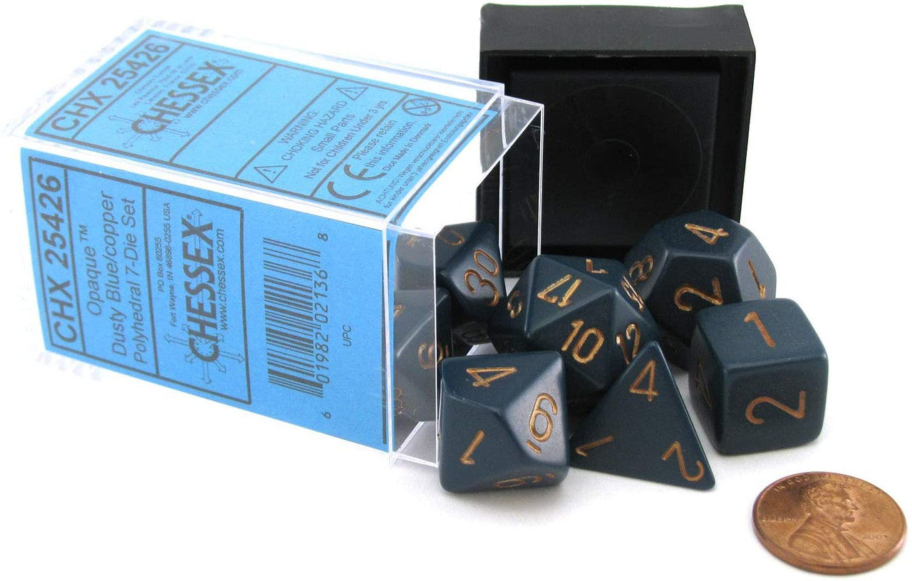 Opaque: Dusty Blue/Copper 7 Dice Set | D20 Games