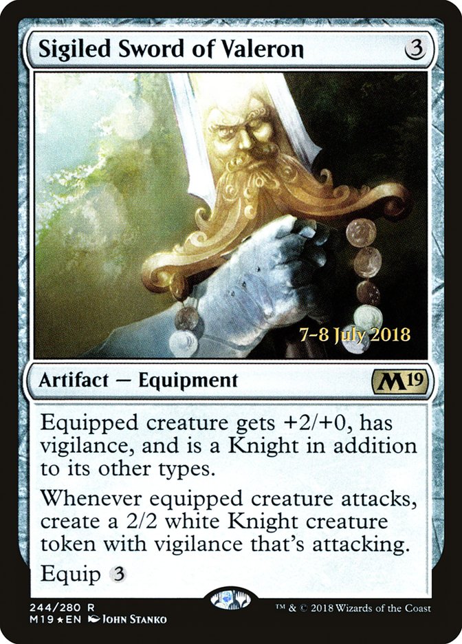 Sigiled Sword of Valeron  [Core Set 2019 Prerelease Promos] | D20 Games