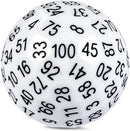 100-Sided Die: White Opaque with Black D100
