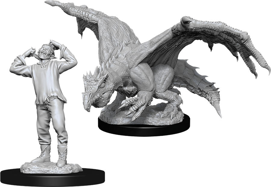 Dungeons & Dragons Nolzur`s Marvelous Unpainted Miniatures: W11 Green Dragon Wyrmling & Afflicted Elf | D20 Games