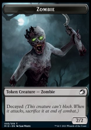 Zombie (005) // Zombie (015) Double-sided Token [Innistrad: Midnight Hunt Tokens] | D20 Games
