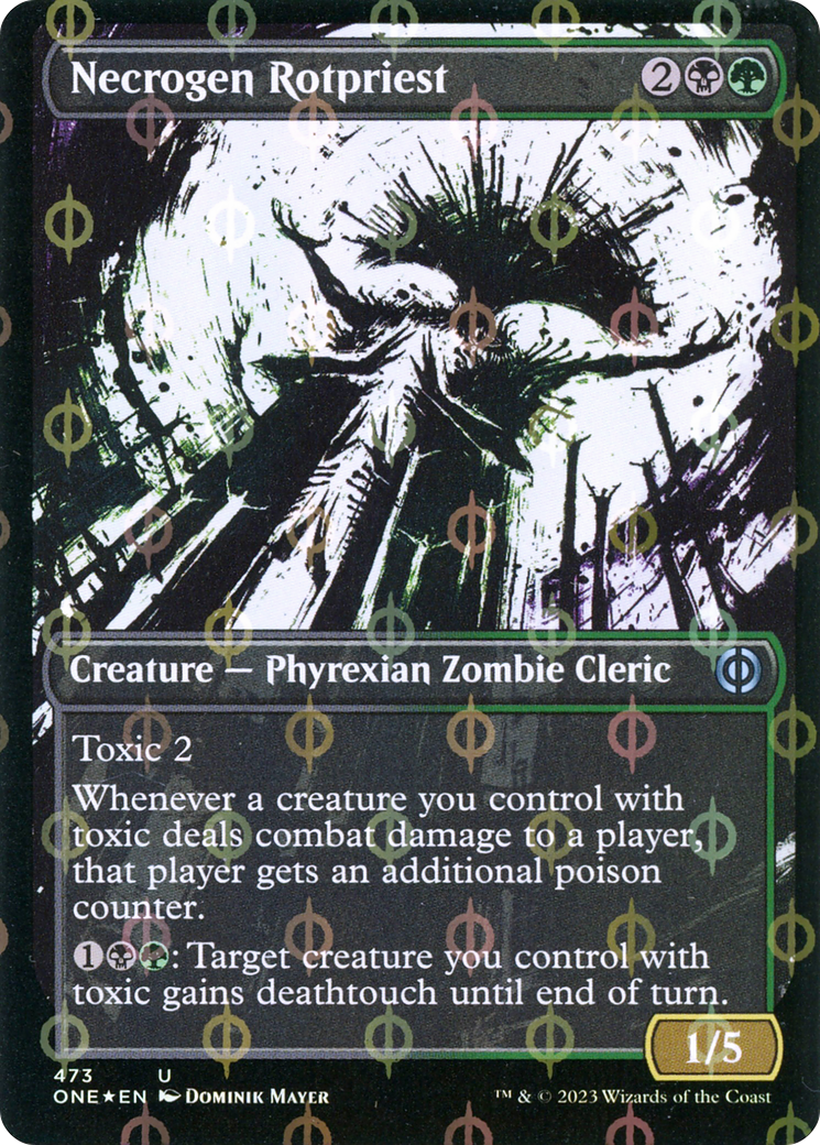 Necrogen Rotpriest (Borderless Ichor Step-and-Compleat Foil) [Phyrexia: All Will Be One] | D20 Games