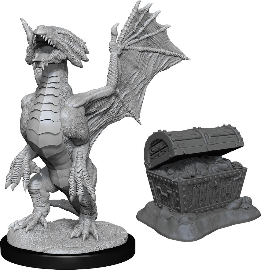 Dungeons & Dragons Nolzur`s Marvelous Unpainted Miniatures: W13 Bronze Dragon Wyrmling & Pile of Sea found Treasure | D20 Games
