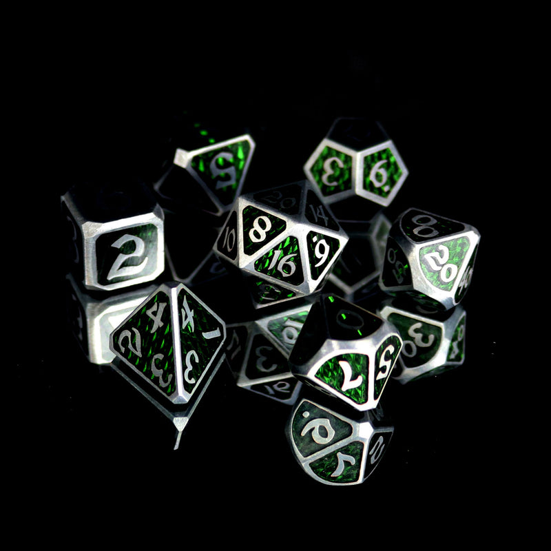 Drakona Ventus Chloros Metal RPG Dice Set
