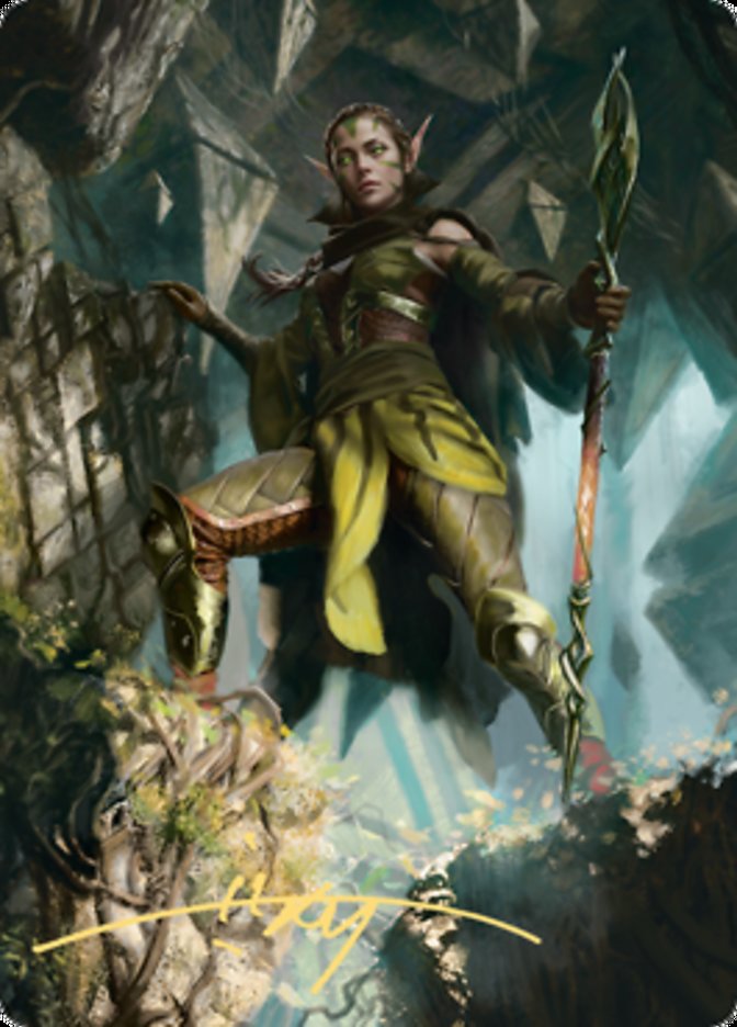 Nissa of Shadowed Boughs 1 Art Card (Gold-Stamped Signature) [Zendikar Rising Art Series] | D20 Games