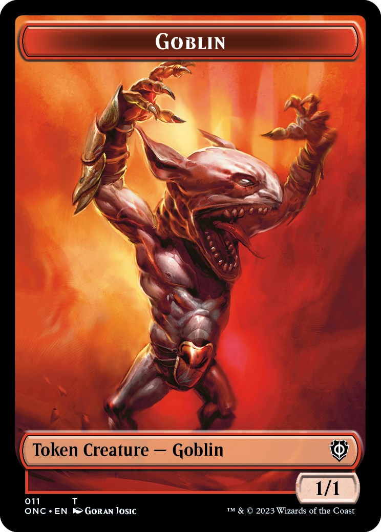 Rebel // Goblin Double-Sided Token [Phyrexia: All Will Be One Commander Tokens] | D20 Games