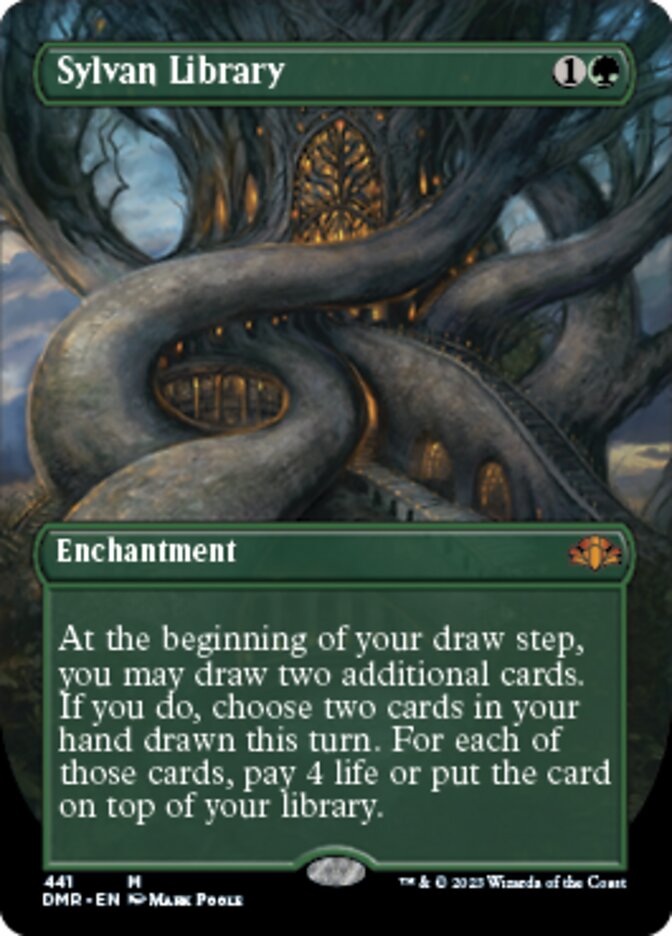 Sylvan Library (Borderless Alternate Art) [Dominaria Remastered] | D20 Games