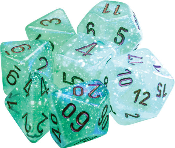 Borealis: Polyhedral Light Green/gold Luminary 7-Die Set | D20 Games