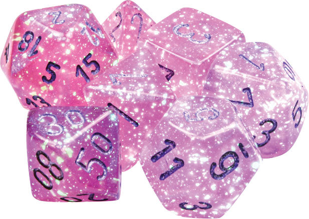 Borealis: Polyhedral Pink/silver Luminary 7-Die Set | D20 Games