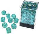 Chessex - Borealis Teal + Gold Luminary 12mm D6 Dice Block